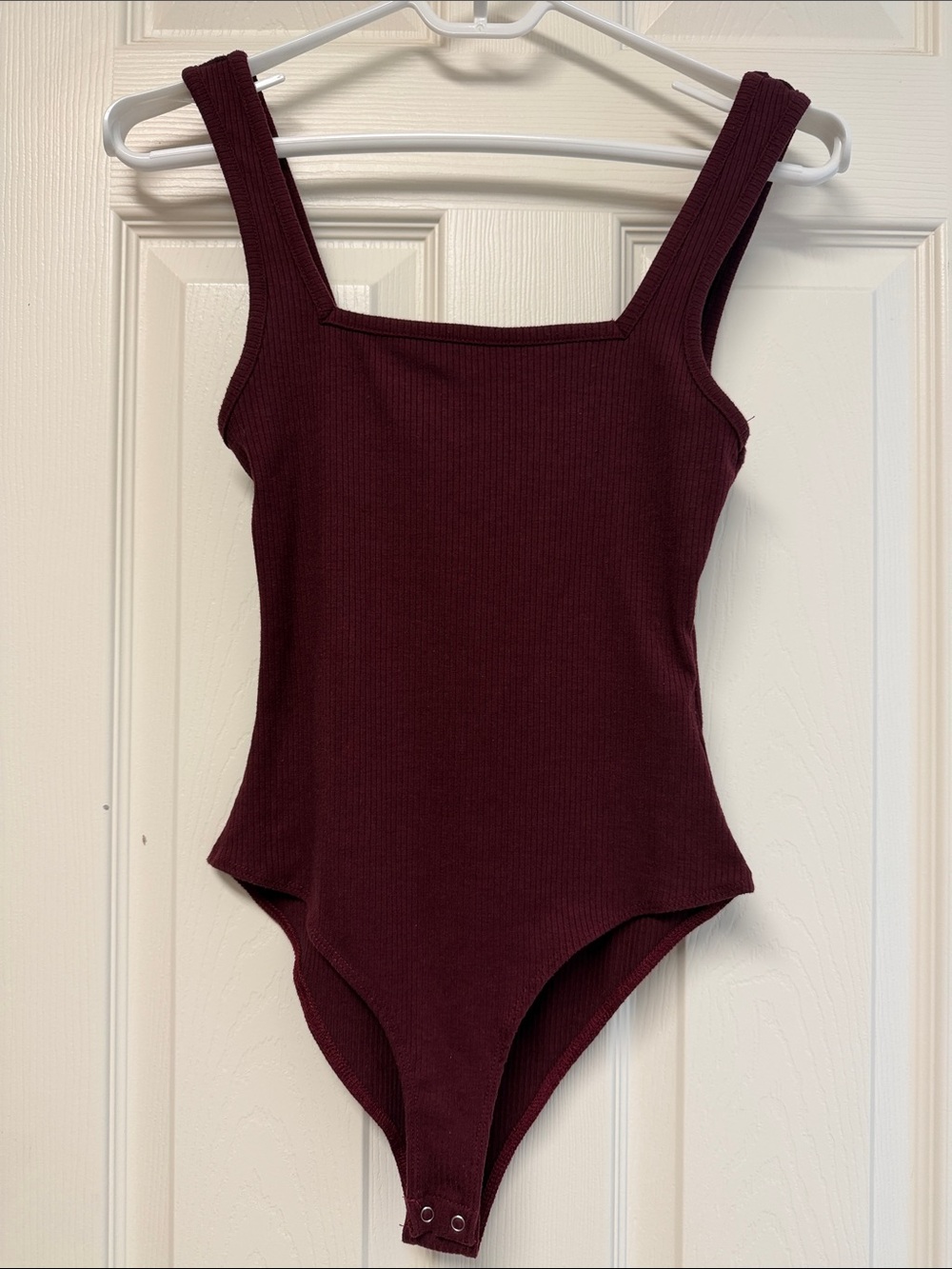 Forever 21 Burgundy Ribbed One-Piece Bodysuit